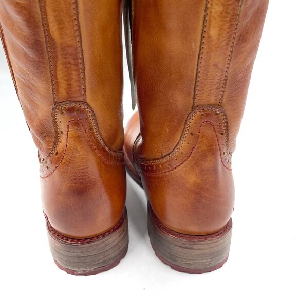 Bed Stu Jacqueline Riding Boots Pecan Rustic Brown Leather Knee Tall Sz 7 - Picture 11 of 14